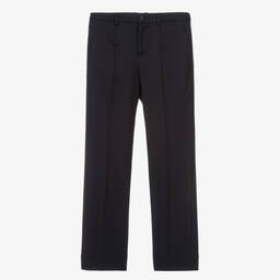 Dolce & Gabbana-Teen Boys Blue Wool DG Crest Trousers | Childrensalon Outlet