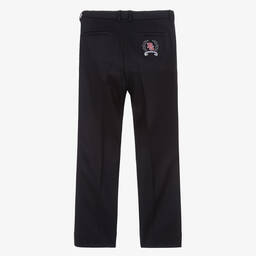 Dolce & Gabbana-Teen Boys Blue Wool DG Crest Trousers | Childrensalon Outlet