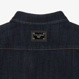 Dolce & Gabbana-Teen Boys Dark Blue Cotton Logo Shirt | Childrensalon Outlet