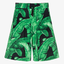 Dolce & Gabbana-Teen Boys Green Viscose Banana Leaf Shorts | Childrensalon Outlet