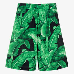 Dolce & Gabbana-Teen Boys Green Viscose Banana Leaf Shorts | Childrensalon Outlet