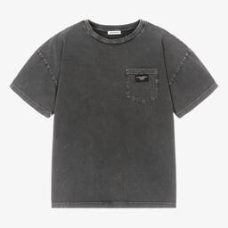 Dolce & Gabbana-Teen Boys Grey Cotton T-Shirt | Childrensalon Outlet