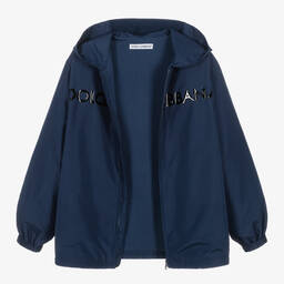 Dolce & Gabbana-Teen Boys Navy Blue Hooded Jacket | Childrensalon Outlet
