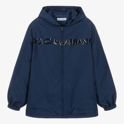 Dolce & Gabbana-Teen Boys Navy Blue Hooded Jacket | Childrensalon Outlet