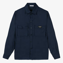 Dolce & Gabbana-Teen Boys Navy Blue Linen Shirt | Childrensalon Outlet