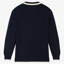 Dolce & Gabbana-كارديغان صوف بكر محبوك لون كحلي تينز ولادي | Childrensalon Outlet