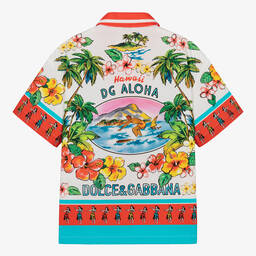 Dolce & Gabbana-Teen Boys Red Hawaiian Cotton Shirt | Childrensalon Outlet