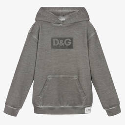 Dolce & Gabbana-Teen Boys Washed Grey Re-Edition Hoodie | Childrensalon Outlet