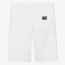 Dolce & Gabbana-شورت برمودا قطن تويل لون أبيض للمراهقين | Childrensalon Outlet