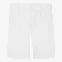 Dolce & Gabbana-شورت برمودا قطن تويل لون أبيض للمراهقين | Childrensalon Outlet