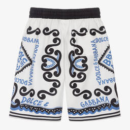 Dolce & Gabbana-Белые хлопковые шорты с принтом Marina для мальчиков-подростков | Childrensalon Outlet