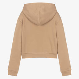 Dolce & Gabbana-توب هودي قطن جيرسي لون بيج تينز بناتي | Childrensalon Outlet