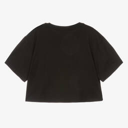 Dolce & Gabbana-Teen Girls Black Crop Logo T-Shirt | Childrensalon Outlet