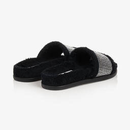 Dolce & Gabbana-Черные махровые шлепанцы со стразами | Childrensalon Outlet