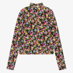 Dolce & Gabbana-Teen Girls Black Floral Turtle Neck Top | Childrensalon Outlet