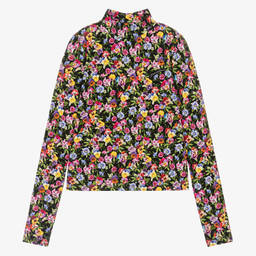 Dolce & Gabbana-Teen Girls Black Floral Turtle Neck Top | Childrensalon Outlet