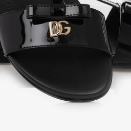 Dolce & Gabbana-Teen Girls Black Patent Leather Sandals | Childrensalon Outlet