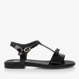 Dolce & Gabbana-Teen Girls Black Patent Leather Sandals | Childrensalon Outlet