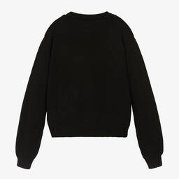 Dolce & Gabbana-بلوفر صوف بكر محبوك لون أسود وزهري للمراهقات | Childrensalon Outlet