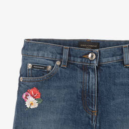 Dolce & Gabbana-Teen Girls Blue Denim Flared Jeans | Childrensalon Outlet