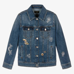 Dolce & Gabbana-Синяя джинсовая куртка со стразами | Childrensalon Outlet