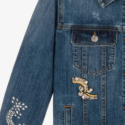 Dolce & Gabbana-Синяя джинсовая куртка со стразами | Childrensalon Outlet