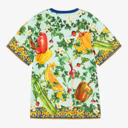 Dolce & Gabbana-Teen Girls Blue Farmer Print T-Shirt  | Childrensalon Outlet