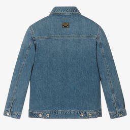 Dolce & Gabbana-Teen Girls Blue Floral Denim Jacket | Childrensalon Outlet