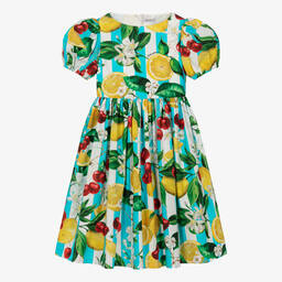 Dolce & Gabbana-فستان قطن بوبلين لون أزرق للمراهقات | Childrensalon Outlet