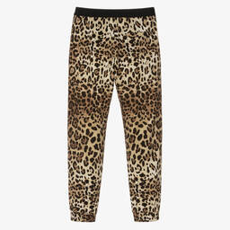 Dolce & Gabbana-Teen Girls Brown Leopard Print Joggers | Childrensalon Outlet