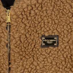Dolce & Gabbana-Teen Girls Brown Teddy Fleece Bomber Jacket | Childrensalon Outlet