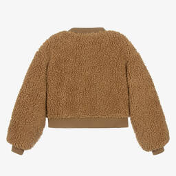 Dolce & Gabbana-Teen Girls Brown Teddy Fleece Bomber Jacket | Childrensalon Outlet