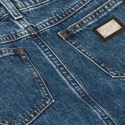  دولتشي آند غابانا-تنورة قطن دنيم لون أزرق داكن للمراهقات | Childrensalon Outlet