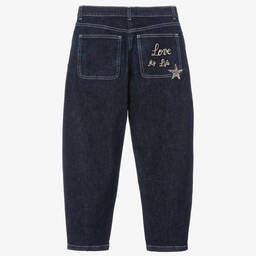 دولتشي آند غابانا-جينز تينز بناتي قطن دنيم لون أزرق داكن | Childrensalon Outlet