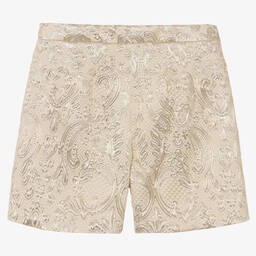 Dolce & Gabbana-Teen Girls Gold Brocade Shorts  | Childrensalon Outlet