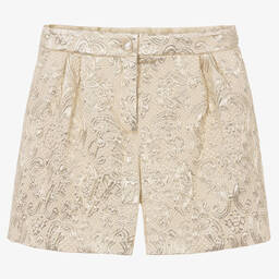 Dolce & Gabbana-Teen Girls Gold Brocade Shorts  | Childrensalon Outlet