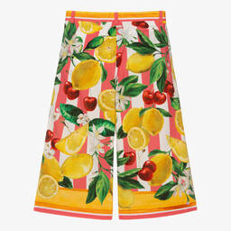 Dolce & Gabbana-Teen Girls Lemon & Cherry Print Cotton Trousers | Childrensalon Outlet