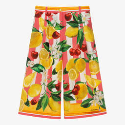 Dolce & Gabbana-Teen Girls Lemon & Cherry Print Cotton Trousers | Childrensalon Outlet