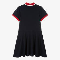 Dolce & Gabbana-Teen Girls Navy Blue Rose Polo Dress | Childrensalon Outlet
