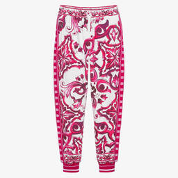 Dolce & Gabbana-Teen Girls Pink Cotton Majolica Joggers | Childrensalon Outlet