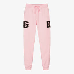 Dolce & Gabbana-Teen Girls Pink DG Logo Joggers | Childrensalon Outlet