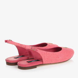 Dolce & Gabbana-Teen Girls Pink Tweed Ballerina Pumps | Childrensalon Outlet