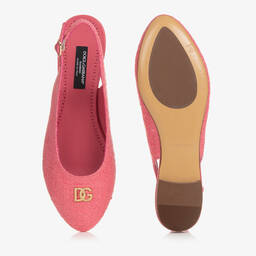 Dolce & Gabbana-Teen Girls Pink Tweed Ballerina Pumps | Childrensalon Outlet