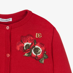 Dolce & Gabbana-كارديغان قطن محبوك لون أحمر للمراهقات | Childrensalon Outlet
