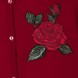 Dolce & Gabbana-Красный шерстяной кардиган с розой | Childrensalon Outlet