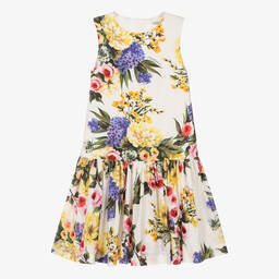 Dolce & Gabbana-Teen Girls White Cotton Floral Dress | Childrensalon Outlet