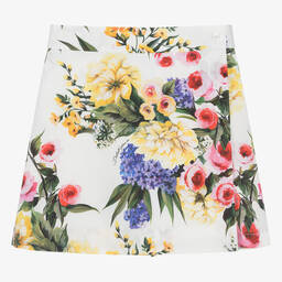 Dolce & Gabbana-Teen Girls White Cotton Floral Skort | Childrensalon Outlet