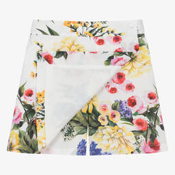 Dolce & Gabbana-Teen Girls White Cotton Floral Skort | Childrensalon Outlet