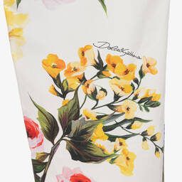 Dolce & Gabbana-Teen Girls White Floral Print Cotton Trousers | Childrensalon Outlet