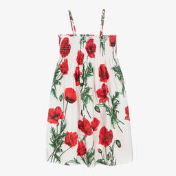 Dolce & Gabbana-Белое платье с маками | Childrensalon Outlet